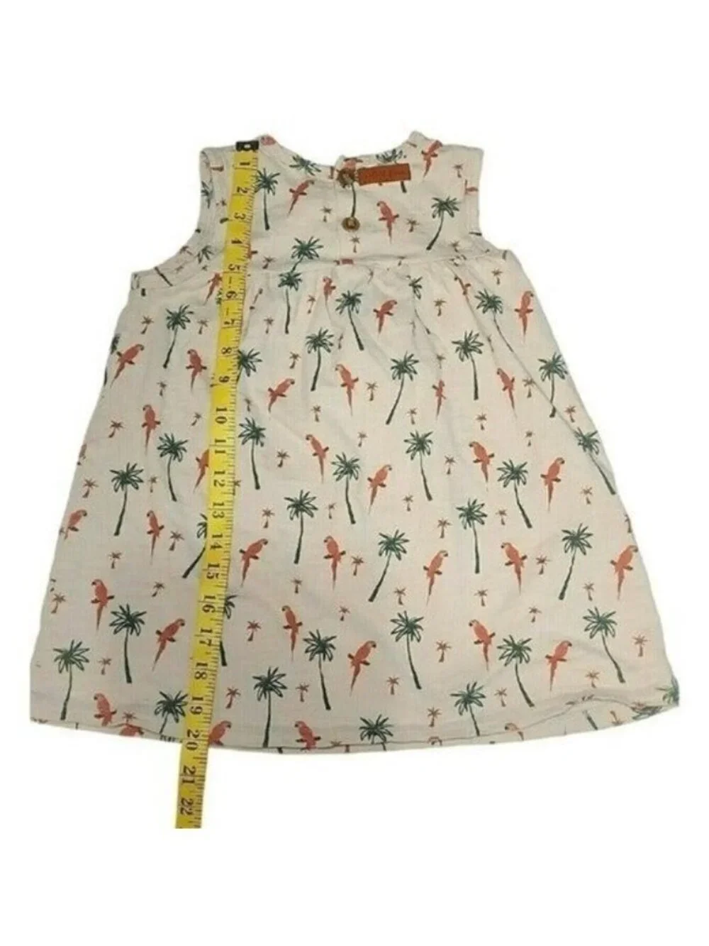 Velvet Fawn Sleeveless dress girls sz 6 palm trees parrot